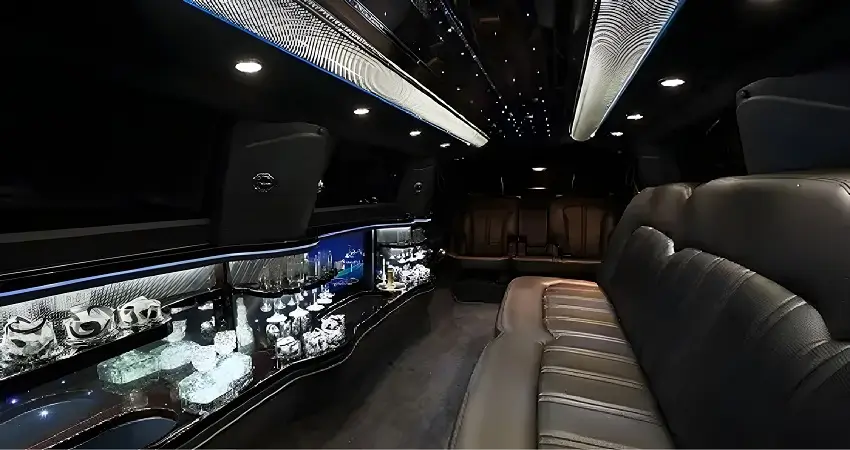 Elegant Limousines 7 white chrysler limousine interior